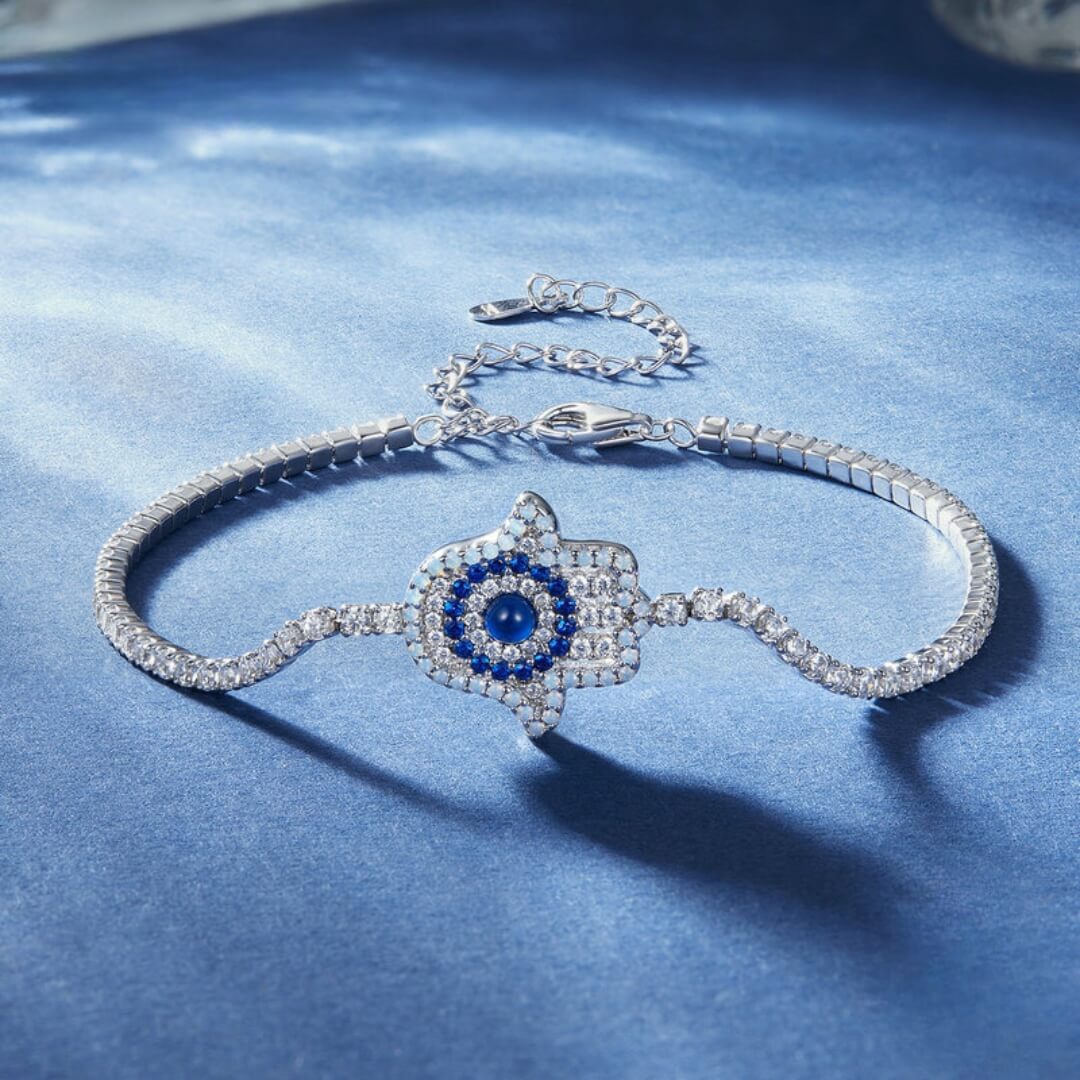 Pulseira Mão de Fátima com Cristais Zircônia (Prata 925)