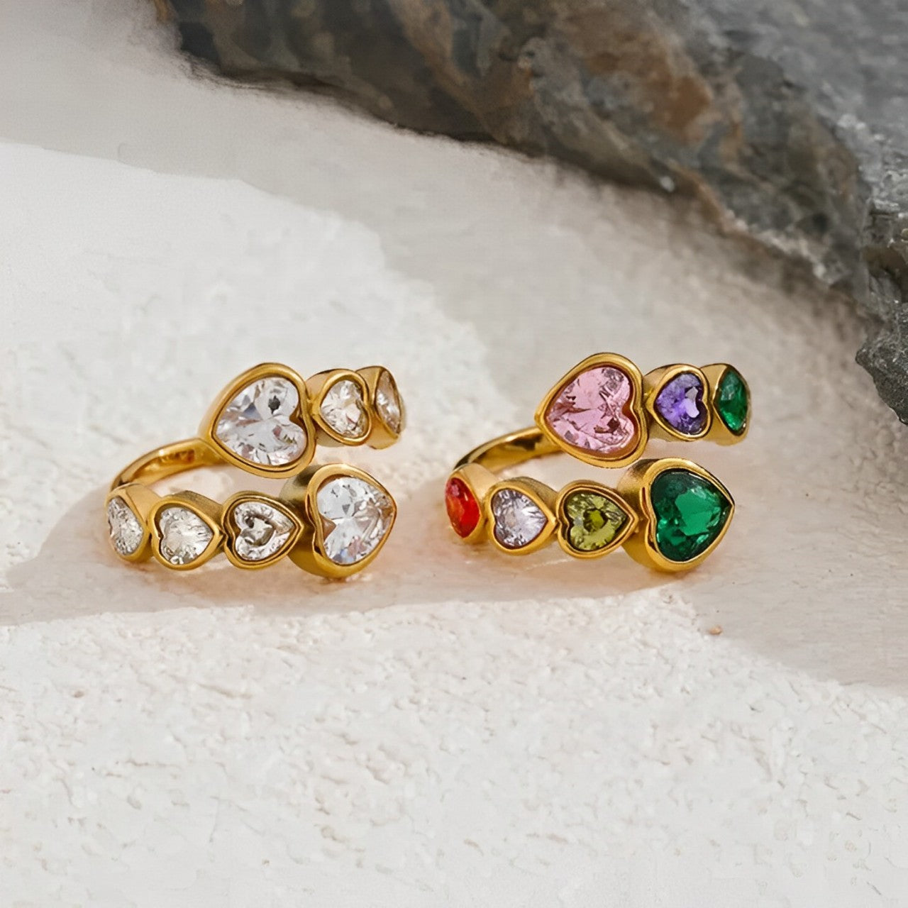 Anel Corações Zircônia Cúbica (Banhado a Ouro 18K)