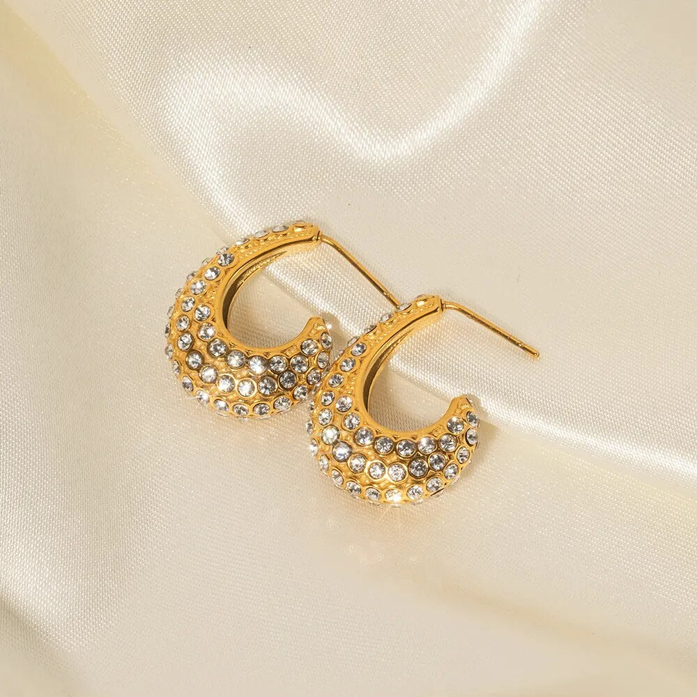 Brinco Meia-Argola Pérolas Harmonia (Banhado à Ouro 18k)