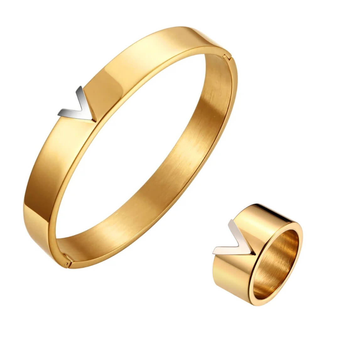 Conjunto Vivace: Bracelete + Anel (Banhados a Ouro 18K)