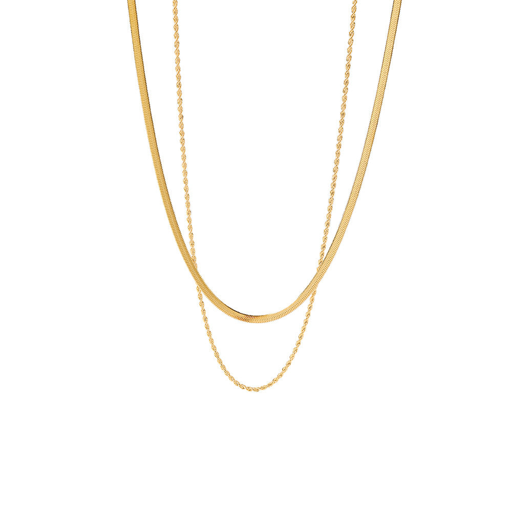 Mix Colar Malha e Trançado (Banhado a Ouro 18K)