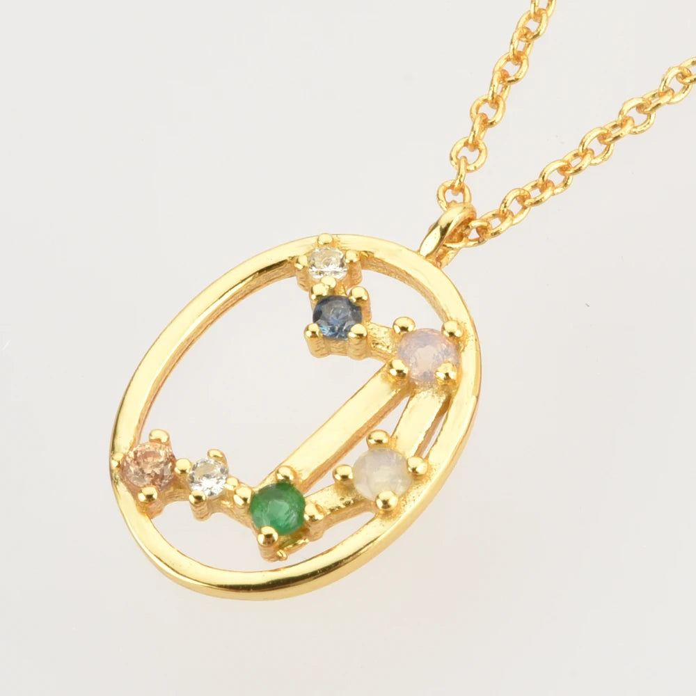Colar Constelações do Zodíaco Zircônia Colorida (Banhado a Ouro 18K)