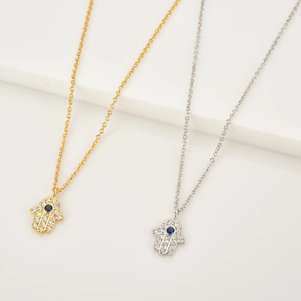 Colar Hamsá Mão de Fátima Zircônia (Banhado a Ouro 18K)