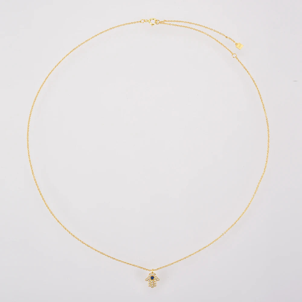 Colar Hamsá Mão de Fátima Zircônia (Banhado a Ouro 18K)