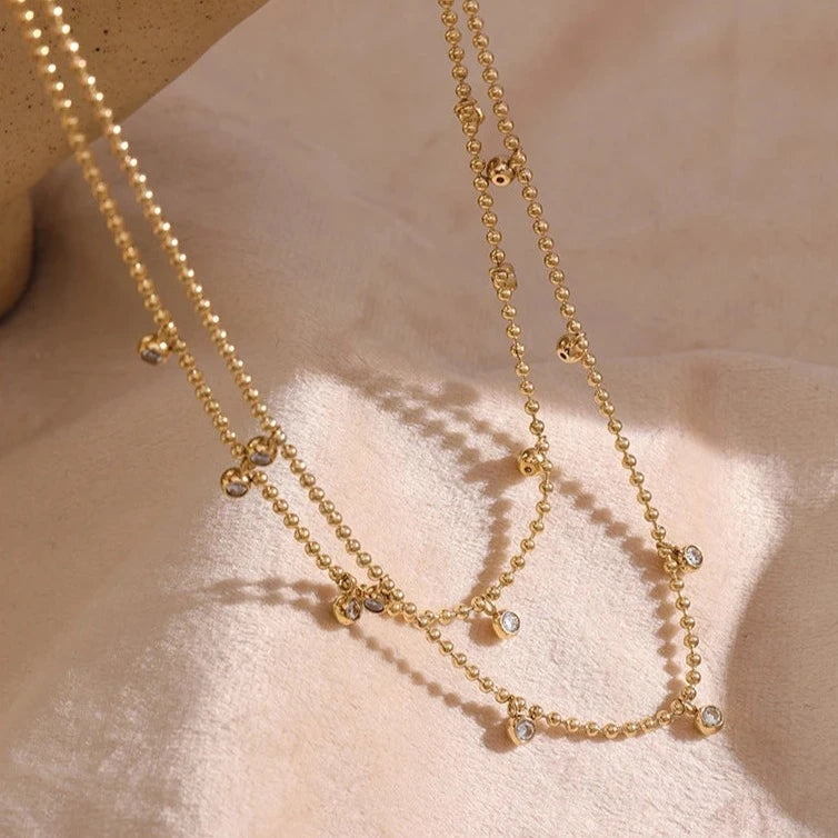 Mix Colar Camadas Giulia Zircônia (Banhado a Ouro 18K)
