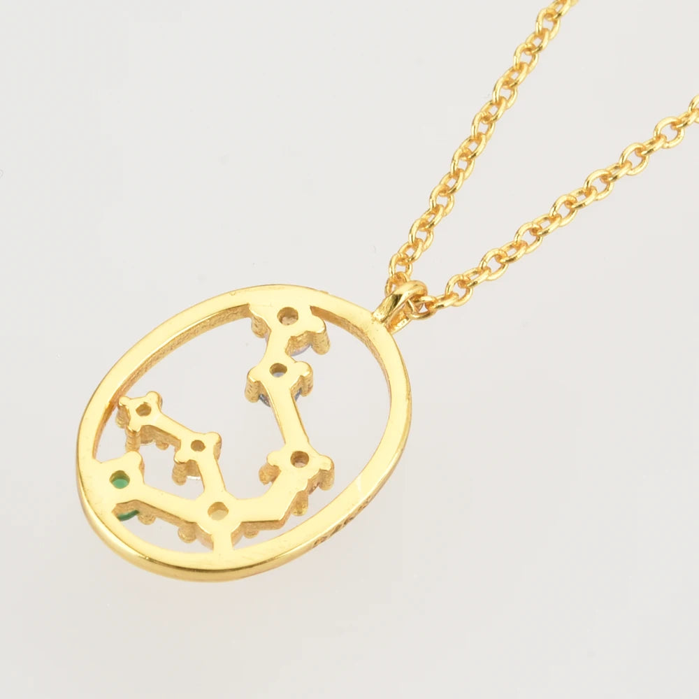 Colar Constelações do Zodíaco Zircônia Colorida (Banhado a Ouro 18K)