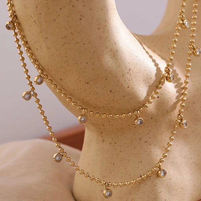 Mix Colar Camadas Giulia Zircônia (Banhado a Ouro 18K)