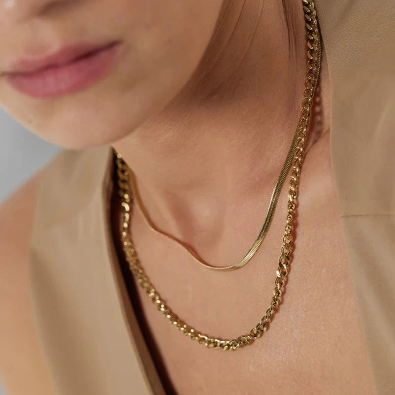 Mix Colar Camadas Malha e Corrente (Banhado a Ouro 18K)