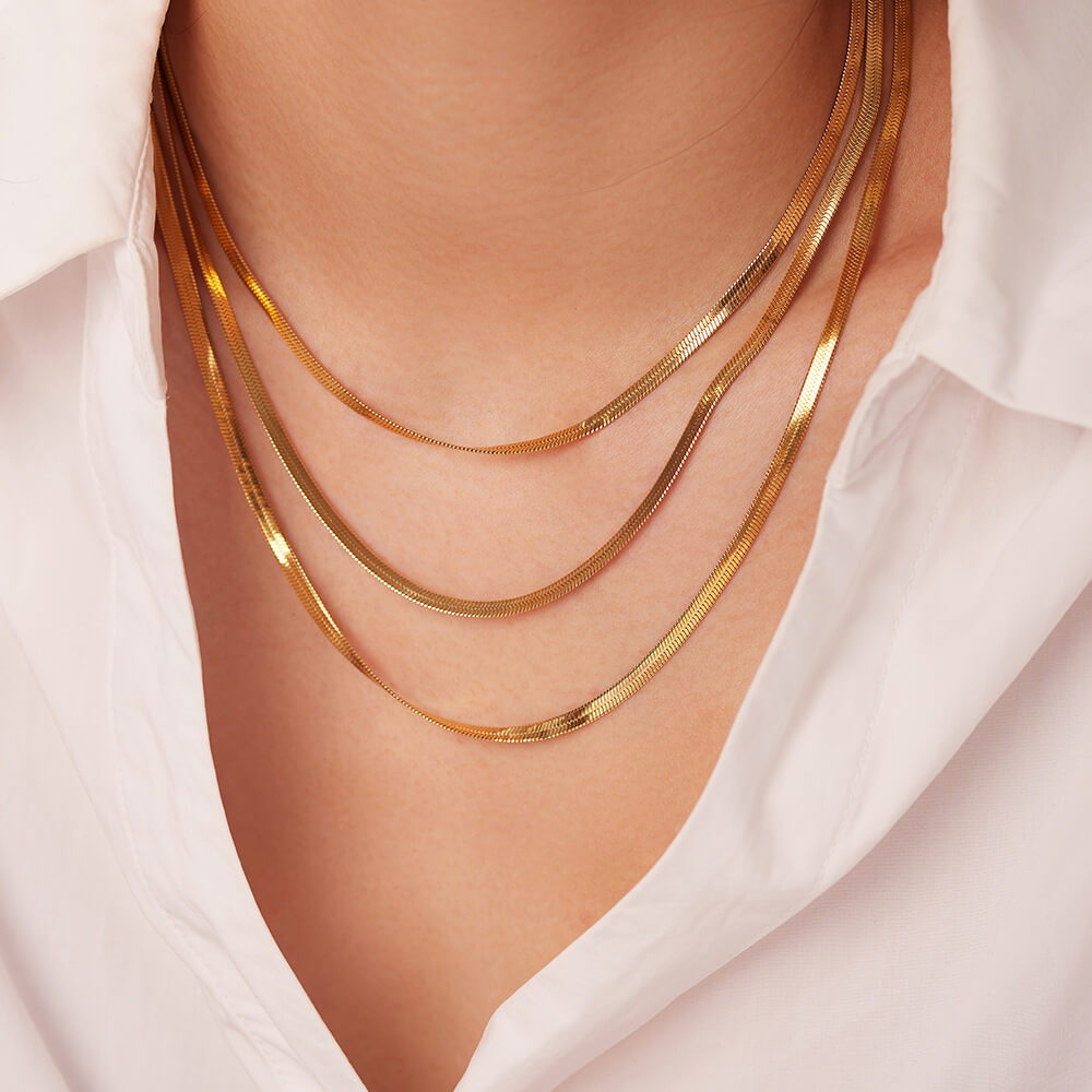 Colar Malha Camada Tripla (Banhado a Ouro 18K)