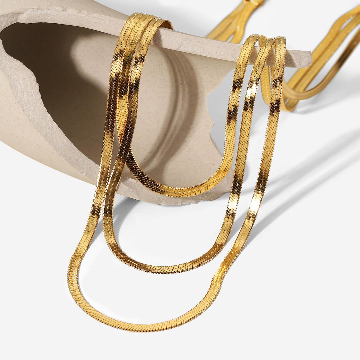 Colar Malha Camada Tripla (Banhado a Ouro 18K)
