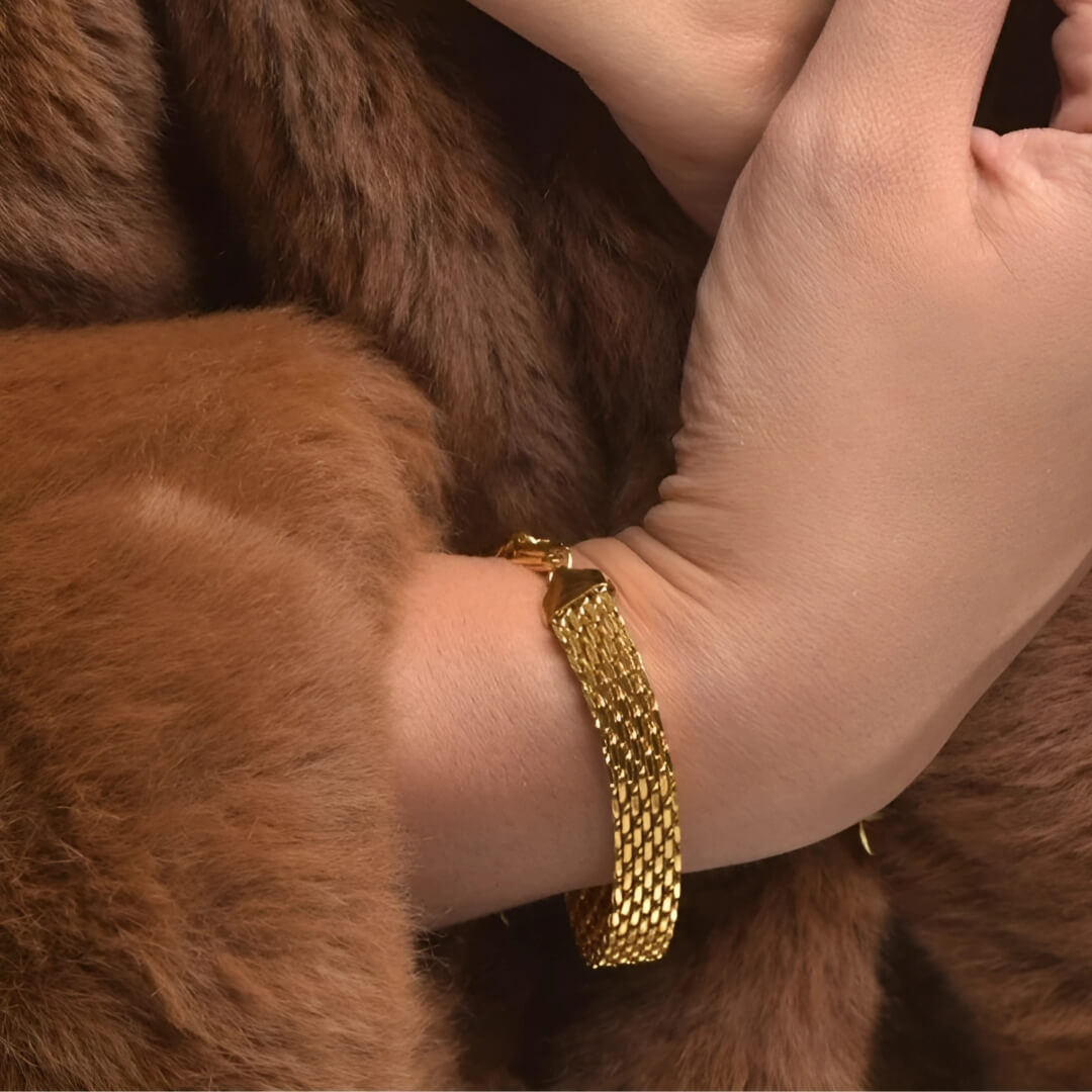 Pulseira Malha Elegante (Banhada a Ouro)