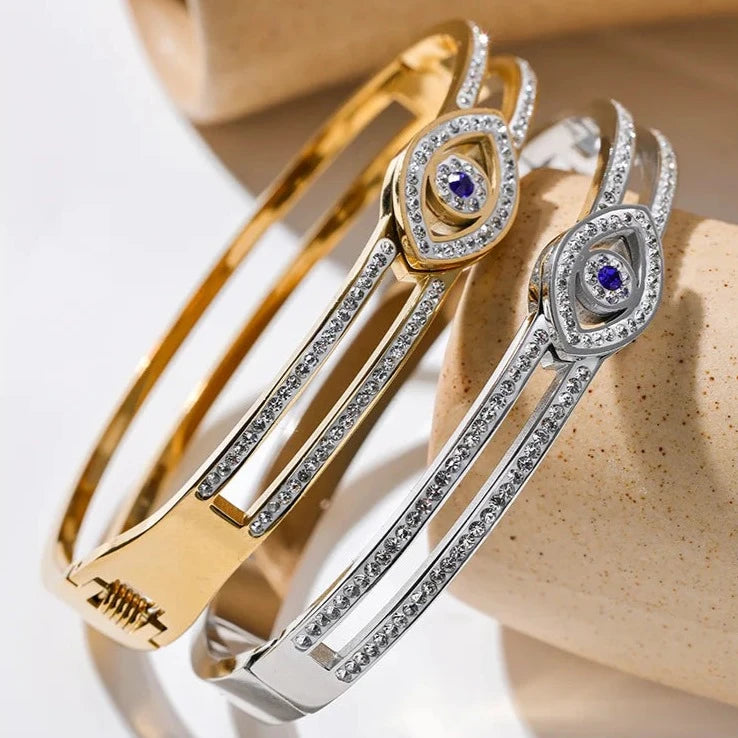 Bracelete Olho Grego Cravejado com Zircônia (Banhado a Ouro 18K)