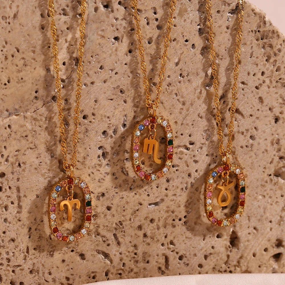 Colar Zodíaco Arco Íris Zircônia (Banhado a Ouro 18K)