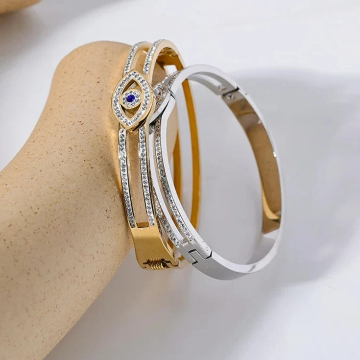 Bracelete Olho Grego Cravejado com Zircônia (Banhado a Ouro 18K)