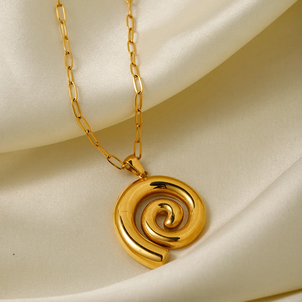 Colar Pingente Espiral Chuncky (Banhado a Ouro 18K)