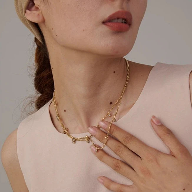 Mix Colar Camadas Giulia Zircônia (Banhado a Ouro 18K)