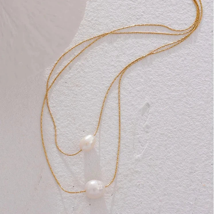 Mix Colar Pérola Duas Camadas (Banhado a Ouro 18K)
