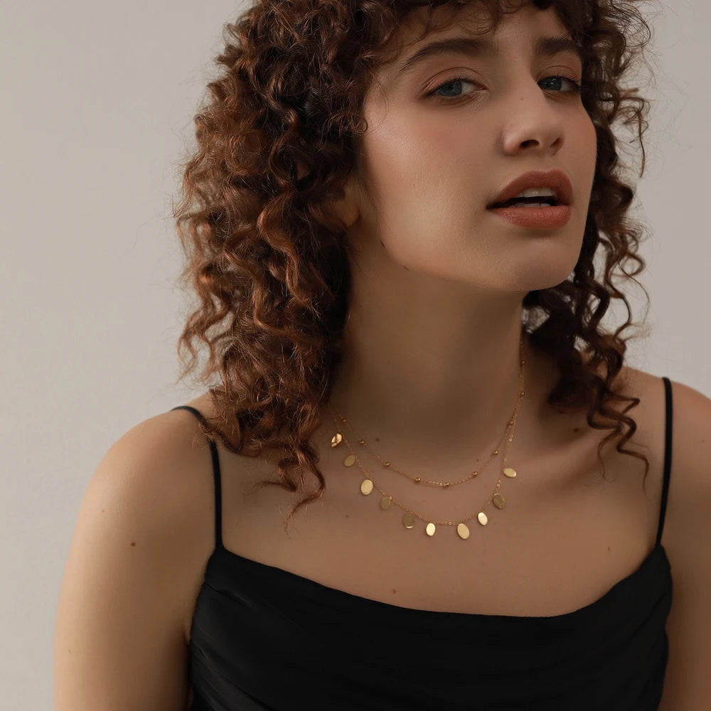 Mix Colar Camadas Medalhas e Malha (Banhado a Ouro 18K)