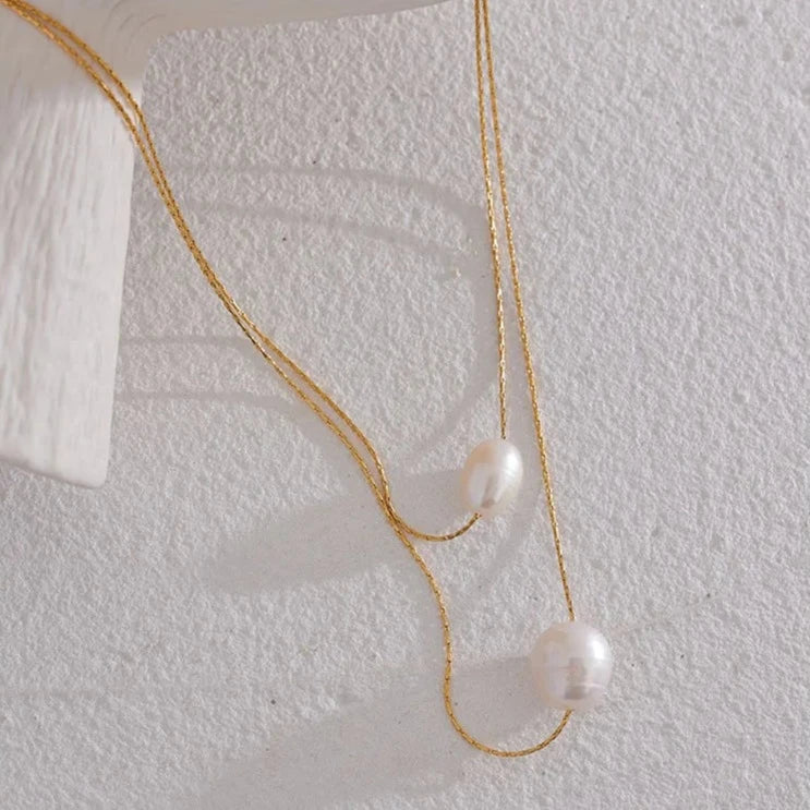 Mix Colar Pérola Duas Camadas (Banhado a Ouro 18K)