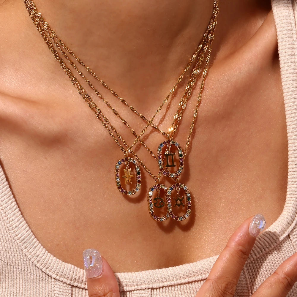 Colar Zodíaco Arco Íris Zircônia (Banhado a Ouro 18K)