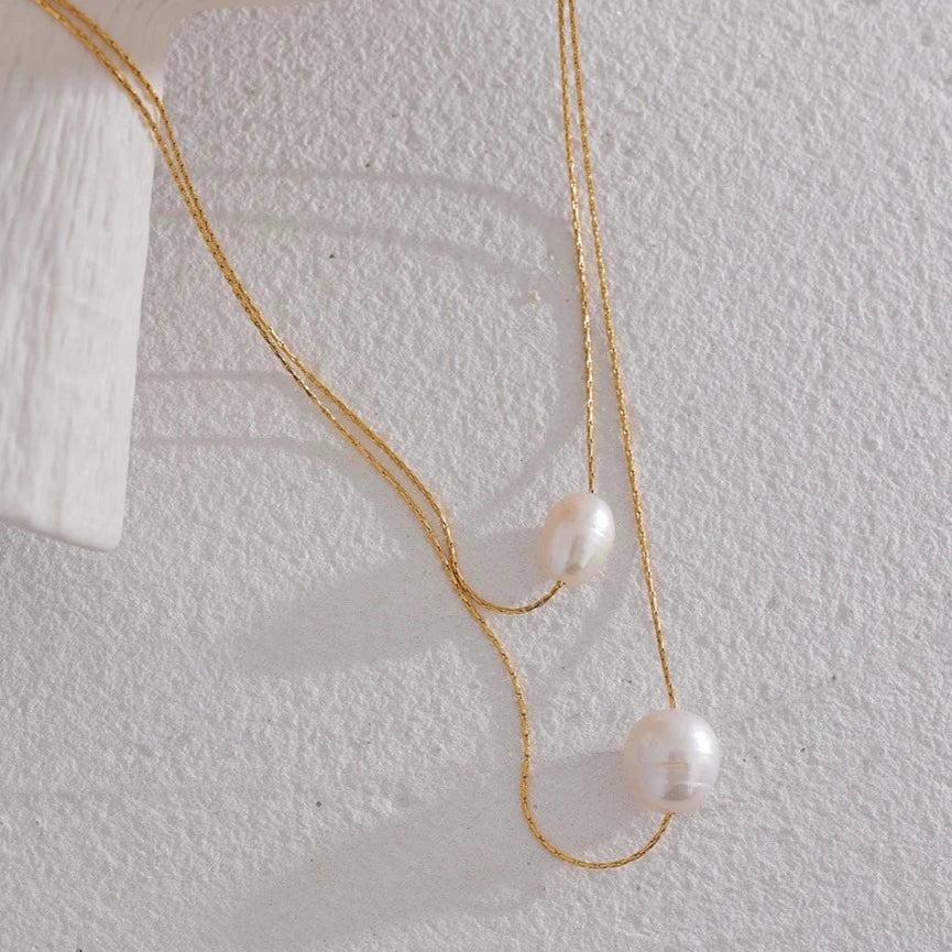 Mix Colar Pérola Duas Camadas (Banhado a Ouro 18K)