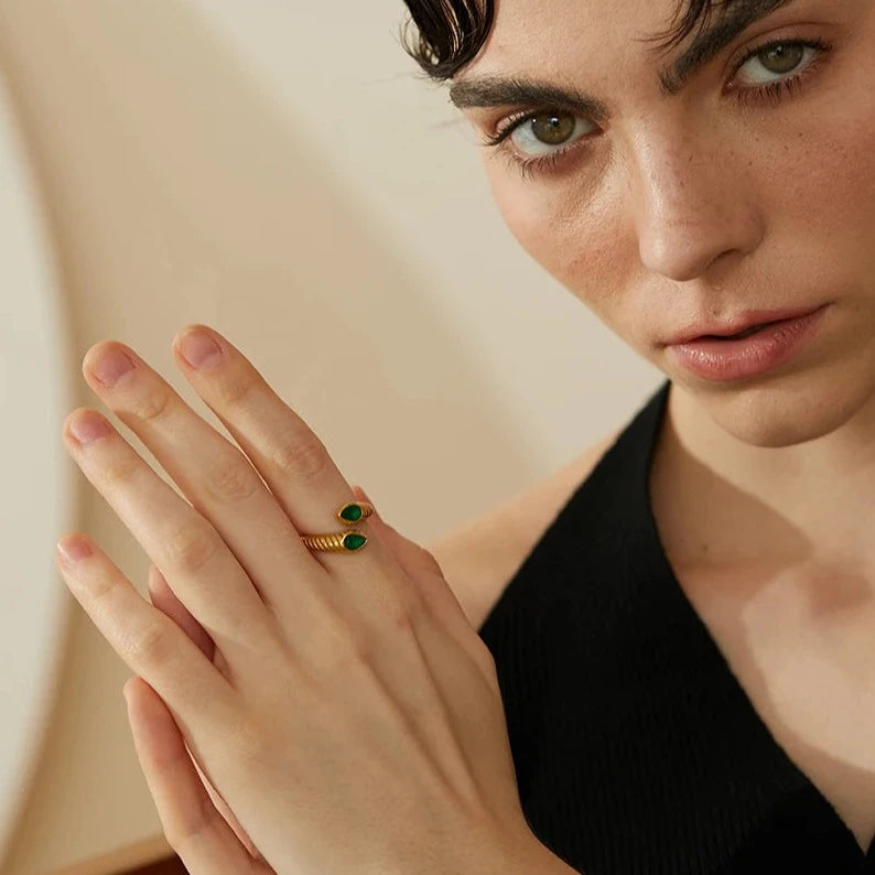 Anel Snake Zircônia Ajustável (Banhado a Ouro 18K)