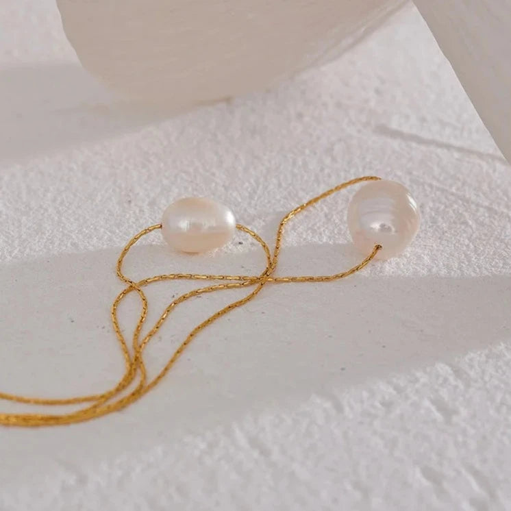 Mix Colar Pérola Duas Camadas (Banhado a Ouro 18K)