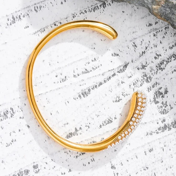 Bracelete Spike Pérolas (Banhado a Ouro 18K)