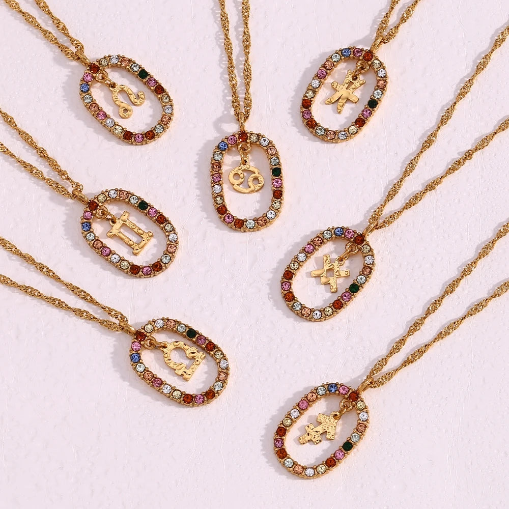 Colar Zodíaco Arco Íris Zircônia (Banhado a Ouro 18K)