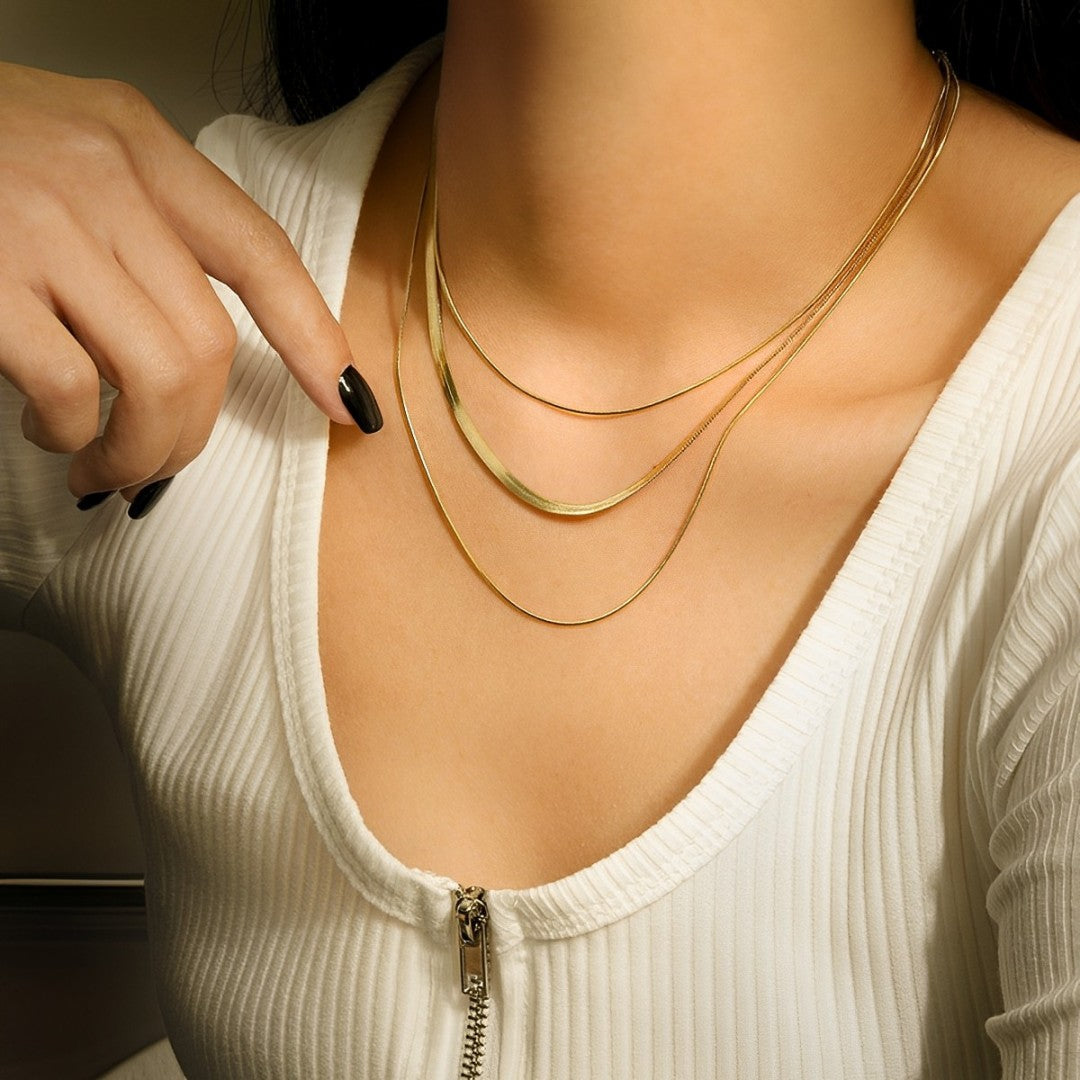 Mix Colar Malha e Rabo de Rato (Banhado a Ouro 18K)