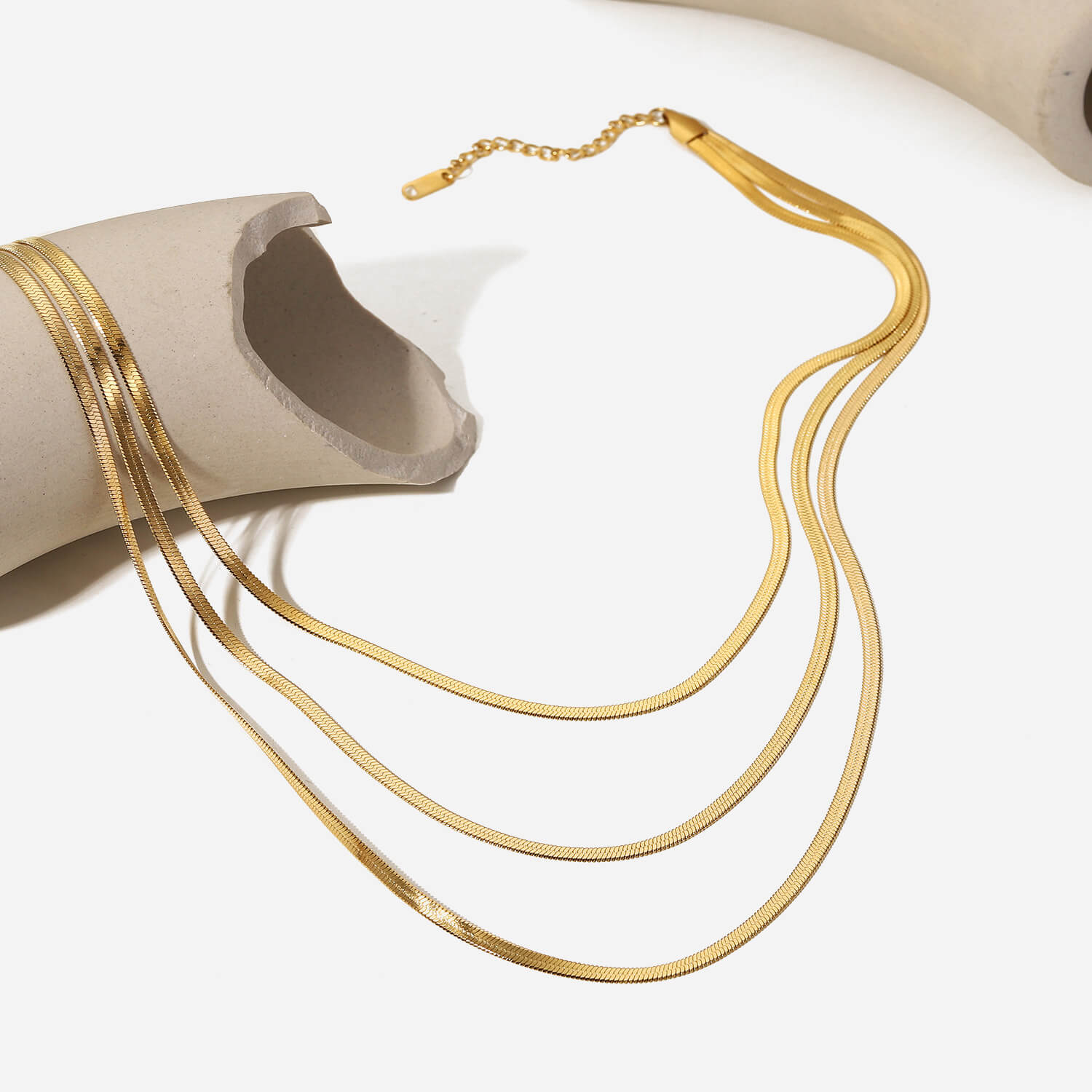Colar Malha Camada Tripla (Banhado a Ouro 18K)