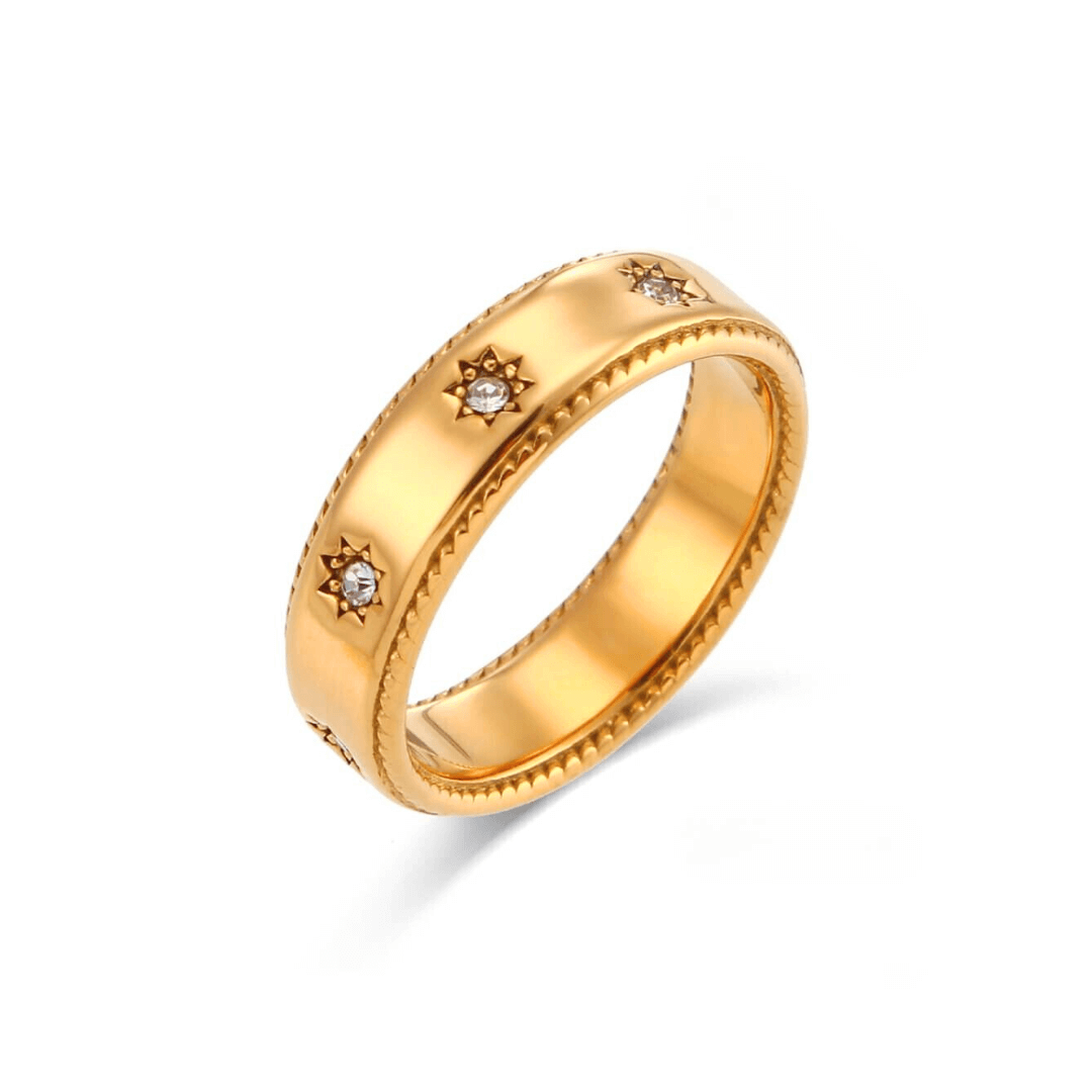 Anel Stella com Cristais Zircônia (Banhado a Ouro 18K)