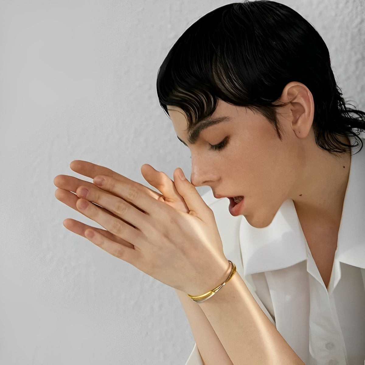 Bracelete Duplo Contraste Verona (Banhado a Ouro 18K)