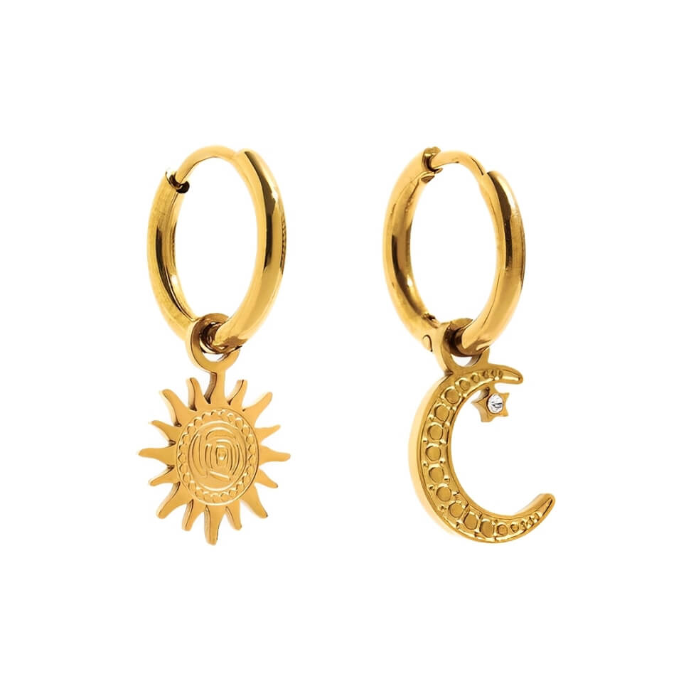 Brinco Argola Sol e Lua (Banhado a Ouro 18K)