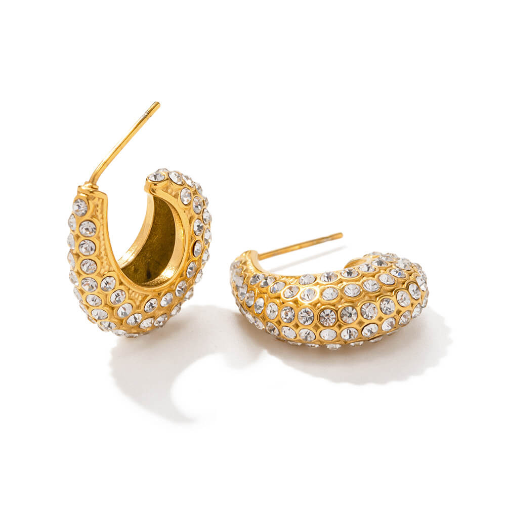 Brinco Meia-Argola Pérolas Harmonia (Banhado à Ouro 18k)