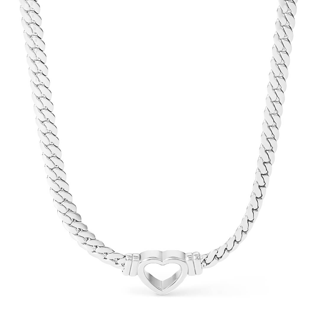 Colar Coração com Corrente de Elos Largos (Banhado a Ouro 18K)