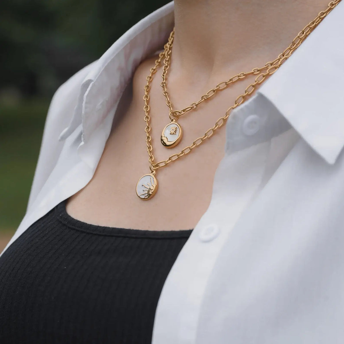 Colar Marselha Sol e Lua (Banhado a Ouro 18K)