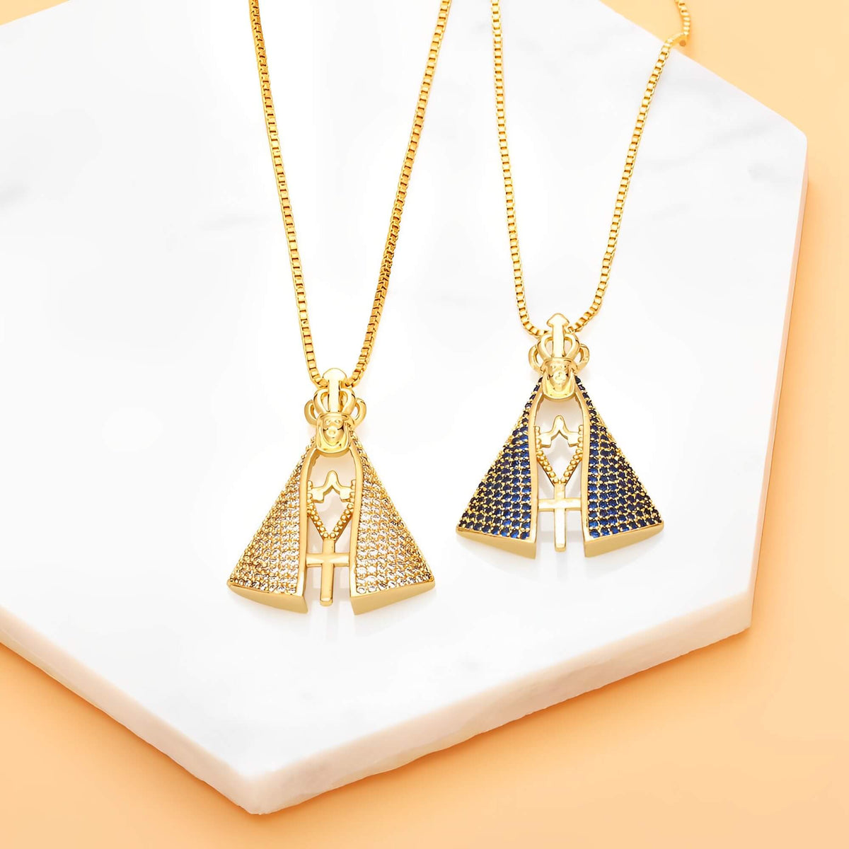 Colar Nossa Senhora Zircônia (Banhado a Ouro 18K)