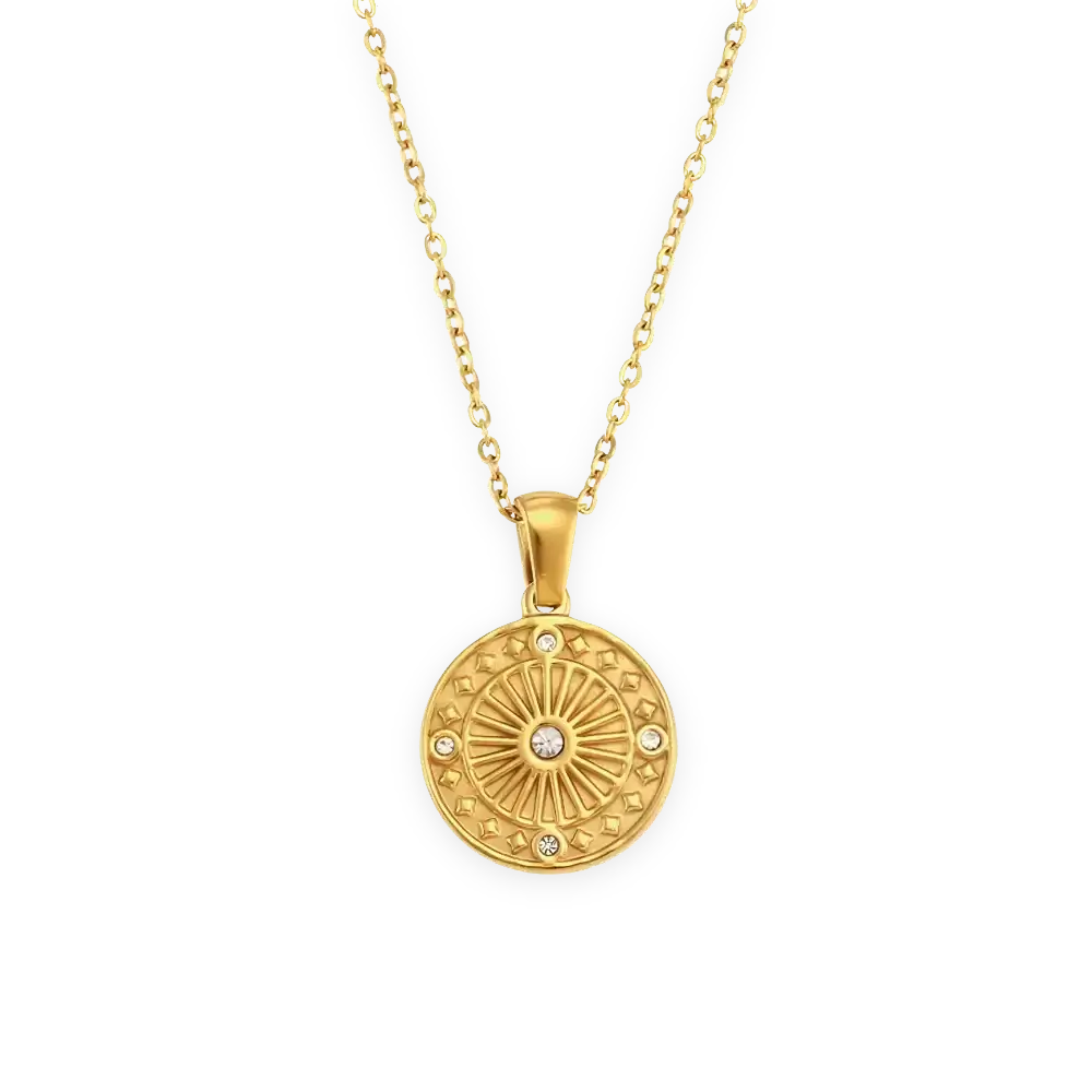 Colar Sol com Zircônias (Banhado a Ouro)