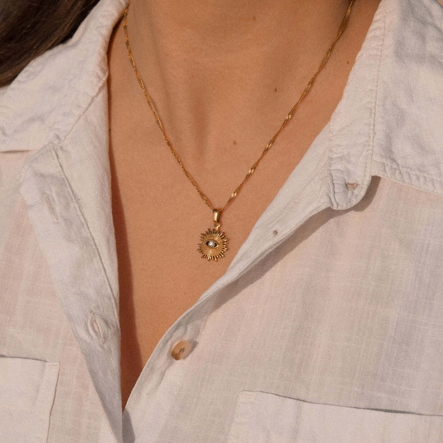 Colar Occhio Zircônia (Banhado a Ouro 18K)