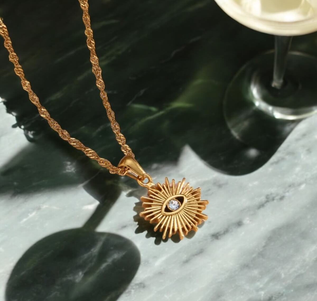 Colar Occhio Zircônia (Banhado a Ouro 18K)