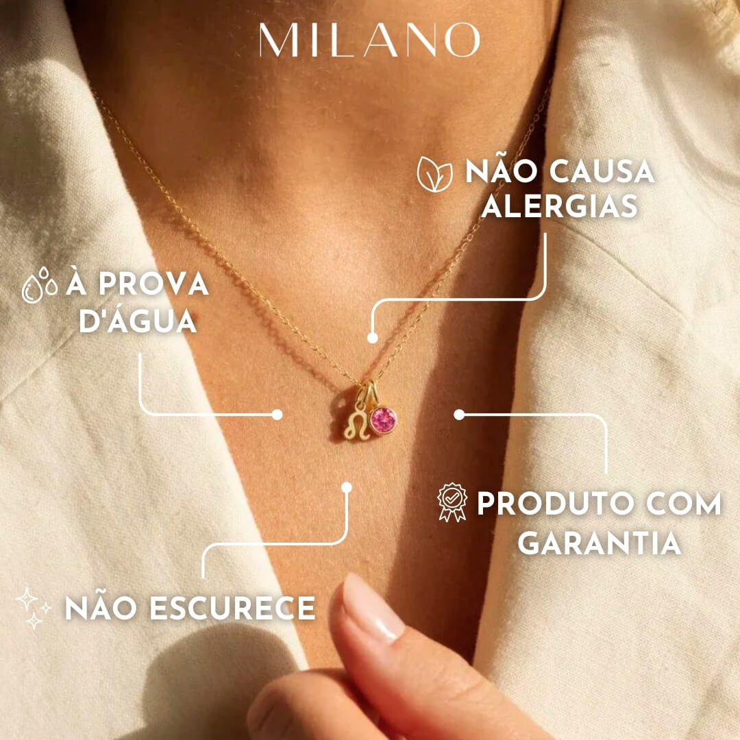 Colar Signos com Pedras do Nascimento (Banhado a Ouro 18K)