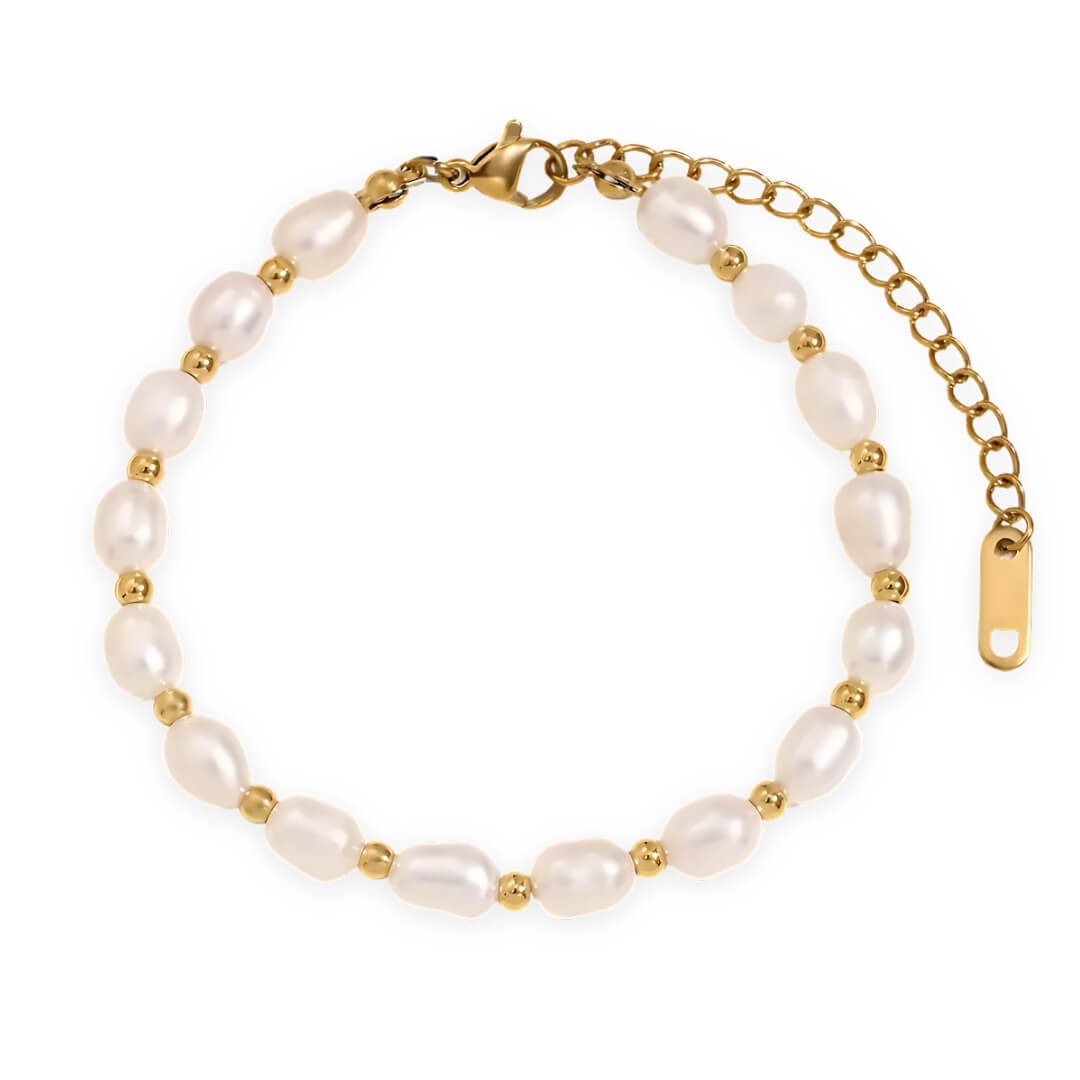 Pulseira de Pérolas Naturais Clássica (Banhada a Ouro)