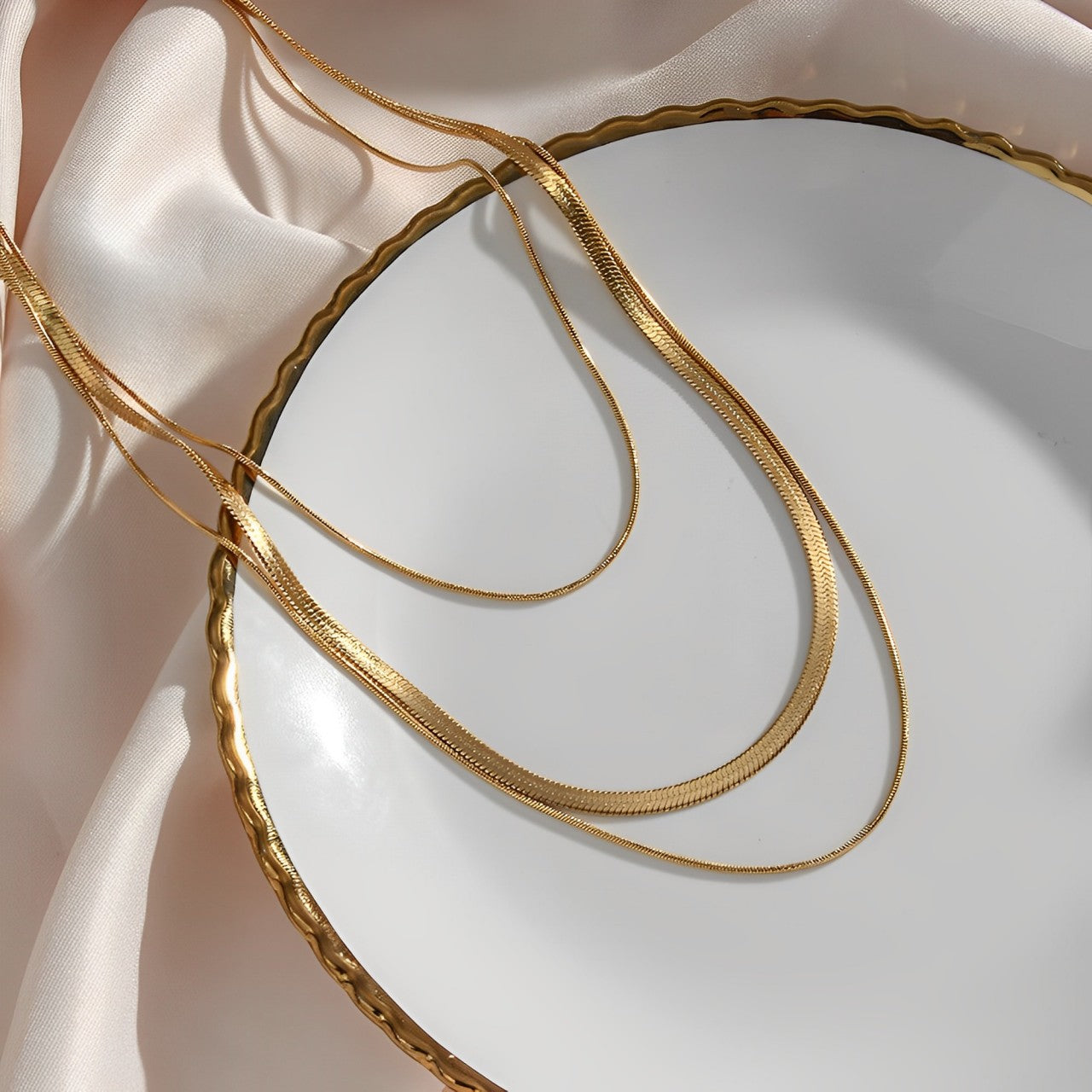 Mix Colar Malha e Rabo de Rato (Banhado a Ouro 18K)