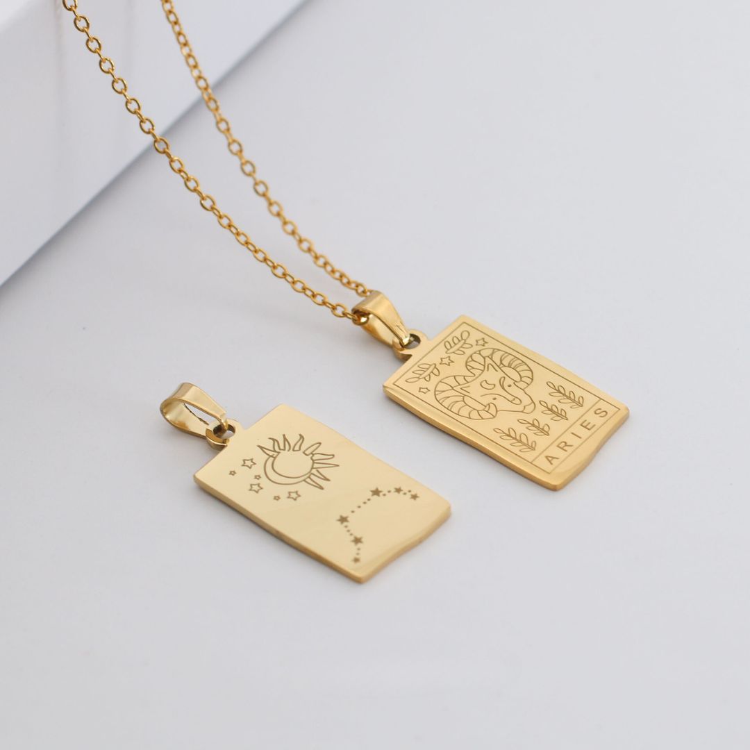 Coleção Zodíaco - Colares com Pingentes dos Signos (Banhado a Ouro 18K)