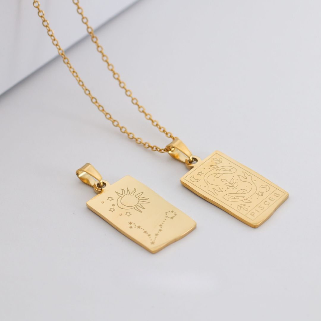 Coleção Zodíaco - Colares com Pingentes dos Signos (Banhado a Ouro 18K)