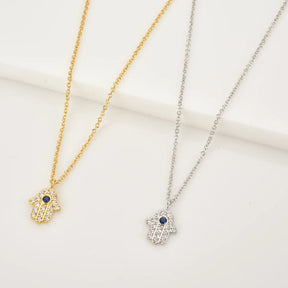Colar Hamsá Mão de Fátima Zircônia (Banhado a Ouro 18K)