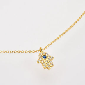 Colar Hamsá Mão de Fátima Zircônia (Banhado a Ouro 18K)