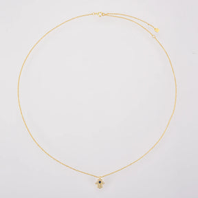 Colar Hamsá Mão de Fátima Zircônia (Banhado a Ouro 18K)