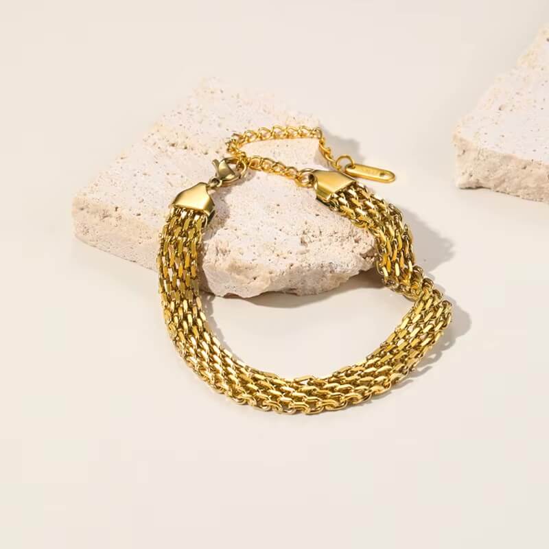 Pulseira Malha Elegante (Banhada a Ouro)